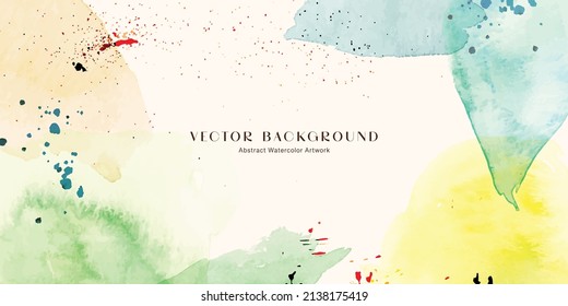 Abstract watercolor background. Hand painted vector illustration. Splash, splatter, brush stroke texture artwork. For web banner, social media post, poster, print, card.