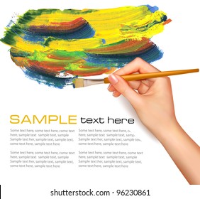 Abstract watercolor background with hand. Vector illustration.