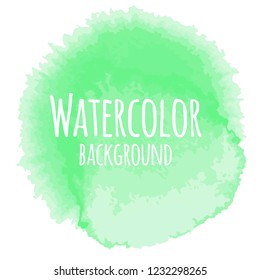 Abstract watercolor background image with a liquid splatter of aquarelle paint, isolated on white. Green tones