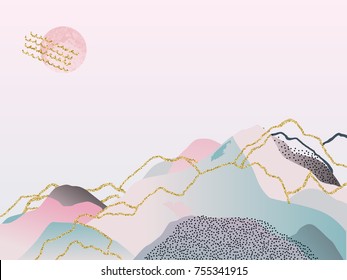 Abstract watercolor background. Japanese design. Hand drawn illustration