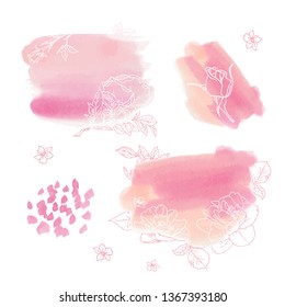 Abstract watercolor background Roses coral. Watercolor element for card.