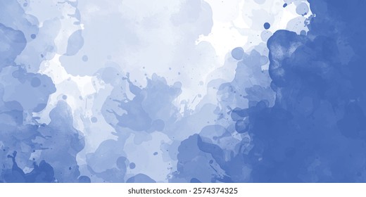 Abstract watercolor background in shades of blue and white, perfect for design and stationary Abstract blue watercolor background.Hand painted watercolor. 