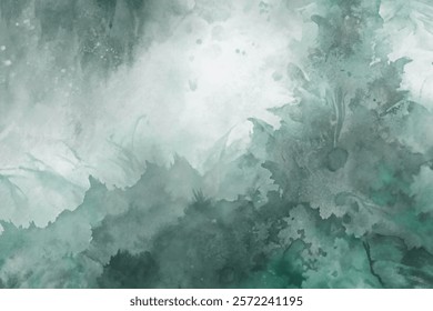 Abstract watercolor background, soft green hues, textured layers, artistic design, calming atmosphere, versatile use.
