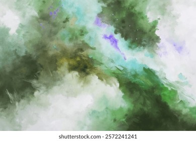 Abstract watercolor background, soft green hues, artistic texture, calming atmosphere, nature-inspired design.