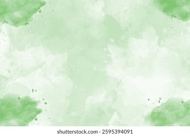 Abstract watercolor background with soft green and white tones, featuring artistic splashes and a dreamy texture. Perfect for invitations, posters, digital designs, and decorative projects.