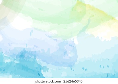 Abstract watercolor background with soft, pastel colors in shades of blue, green, and yellow. Perfect for creating a calming and serene atmosphere in your designs.