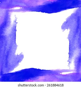 Abstract watercolor background splash blue. Watercolor frame for text. Vector illustration