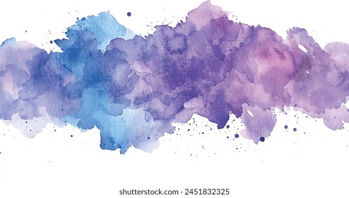 abstract watercolor background splashes blue violet