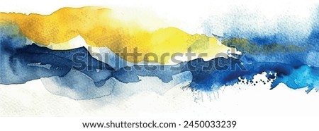 abstract watercolor background with splashes blue yellow	
