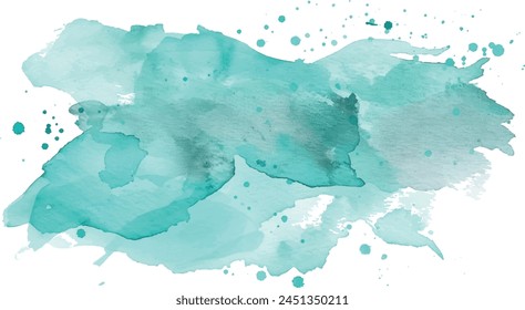 abstract watercolor background splashes turquoise