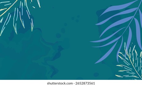 Abstract watercolor background with tropical splash design and leaf ornament. Bright, fresh tones perfect for summer, nature themes, and creative projects.