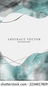 Abstract watercolor background in turquoise gray shades