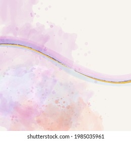 Abstract watercolor background vector design template. Trendy color abstract background with gold texture. Alcohol Ink, Oil paint, abstract vector.