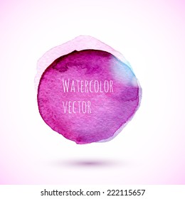 Abstract watercolor background. Watercolor vector background for design. Hand drawn illustration. Abstract vector colorful shapes with light effect. Vector template.