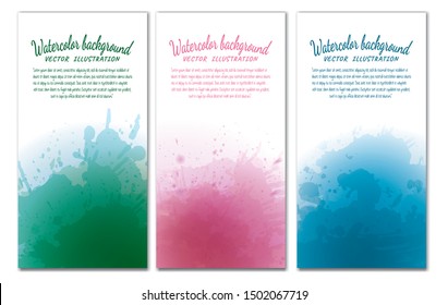 Abstract watercolor background Vector illustration. Watercolor stains  badges collection.