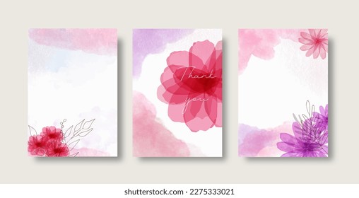 Abstract watercolor background vector. Luxury invitation card background with line and flower. Invite design for wedding and vip cover template.