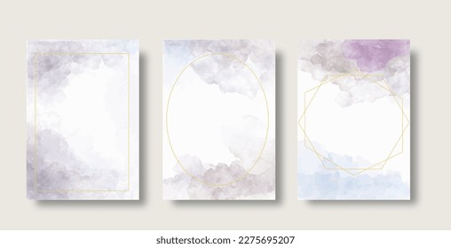 Abstract watercolor background vector. Luxury invitation card background with golden line. Invite design for wedding and vip cover template.