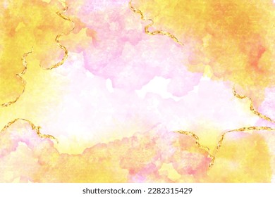 Abstract watercolor background vector. Luxury invitation card background with golden line. Invite design for wedding and vip cover template.