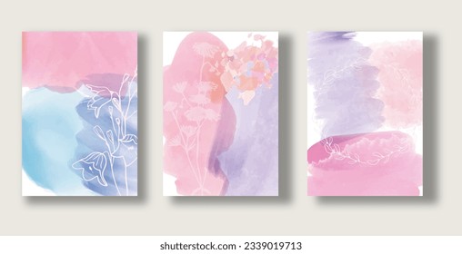Abstract watercolor background vector. Luxury invitation card background with golden line and flower. Invite design for wedding and vip cover template.