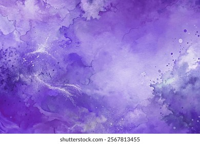 Abstract watercolor background, vibrant purple hues, soft textures, artistic design, suitable for creative projects.