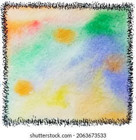 Abstract watercolor background in warm yellow-orange tones with black strokes