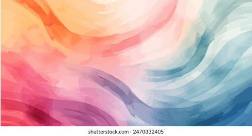 Fondo de acuarela Abstractas con línea de onda colores vibrantes diseño de Ilustración vectorial