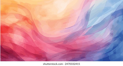 Fondo de acuarela Abstractas con línea de onda colores vibrantes diseño de Ilustración vectorial