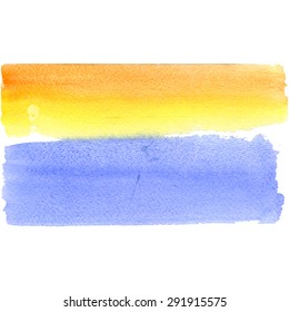 Abstract watercolor background. Yellow and blue. Vector illustration
