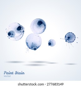 Abstract watercolor bacteria or virus flowing in air. Vector illustration. Scientific background