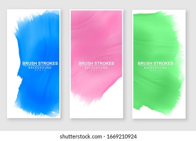 Abstract Watercolor Banners Set Three Colors, Vector Illustration.