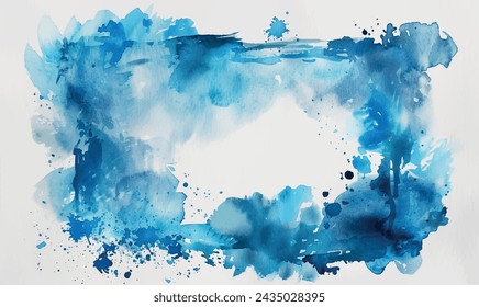 abstract watercolor blue frame background