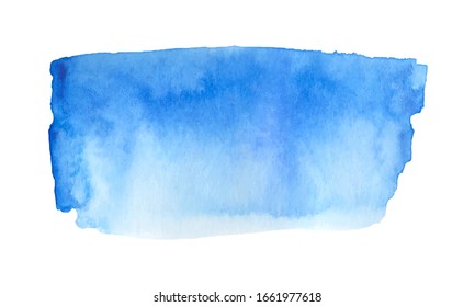 Abstract watercolor blue hand drawn textured stain, isolated on white background, vector illustration