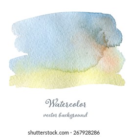 Abstract watercolor blue orange and green hand drawn texture, isolated on white background, vector eps10