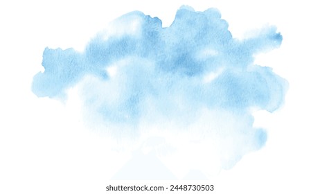 Abstract watercolor blue sky paint isolated on white background. Hand-painted watercolor splatter stains artistic vector used as an element in the decorative design.