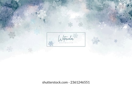 Abstract  watercolor blue, teal and violett background with snowflakes. Vector illustration for advertisingeting, presentation, design, invitation,  social media, web, flyer, card and banner