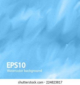 Abstract watercolor blue vector background. Hand painted illustration with waves and strokes. Template for text. Design card