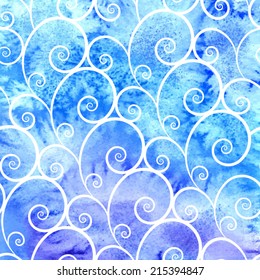 Abstract watercolor blue wave pattern
