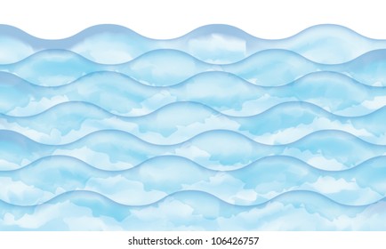 Abstract watercolor blue wave, vector background