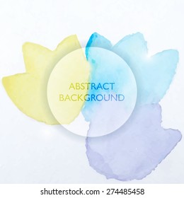 Abstract Watercolor Blue and Yellow Flowers Background. Vector Illustration of Abstract Watercolor Background