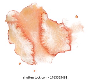 Abstract watercolor blush pink shapes on white background. Color splashing hand drawn vector painting