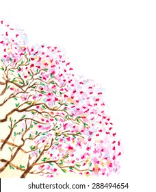 abstract watercolor branches of blossoming tree. vector illustration