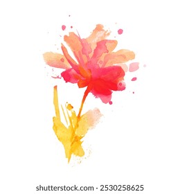 
Abstract watercolor bright colorful vector hand drawn flower icon isolated on white background. Unique image Eps10. Creative style art for trendy design. Art logo design.  Floral drawings collection.