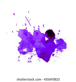 Abstract watercolor bright violet stain background. Vector illustration. Grunge texture for cards and flyers design. A model for the creation of digital brushes