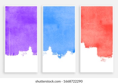 abstract watercolor brush stain banners set design