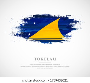 Abstract watercolor brush stroke flag for national day of Tokelau