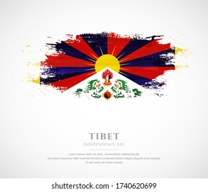 Abstract watercolor brush stroke flag for independence day of Tibet