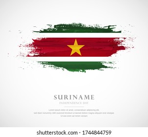 Abstract watercolor brush stroke flag for independence day of Suriname