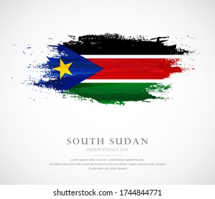 Abstract watercolor brush stroke flag for independence day of South Sudan