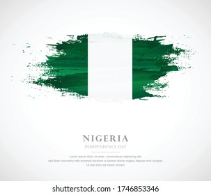 Abstract watercolor brush stroke flag for independence day of Nigeria