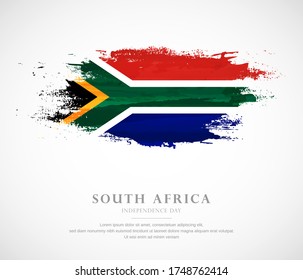 Abstract watercolor brush stroke flag for independence day of South Africa